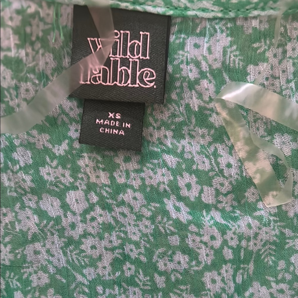 Target - Wild Fable Floral Tie Front Bell Sleeve Blouse, Green/Blue - Picture 5 of 5